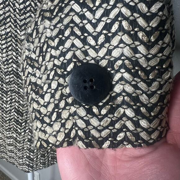 Talbots Womens Tweed Jacket Blazer Size 8 Herringbone Button Front Black & Cream - Picture 6 of 11